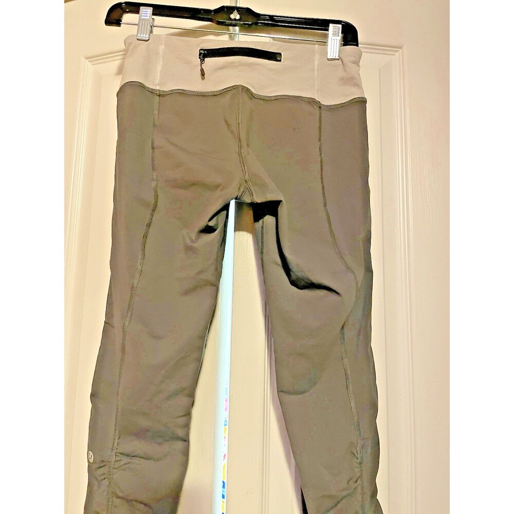 Lululemon Vintage Athletica  Nylon Spandex capri  Sz6Gray Zipped Pocket leggings - Picture 2 of 7
